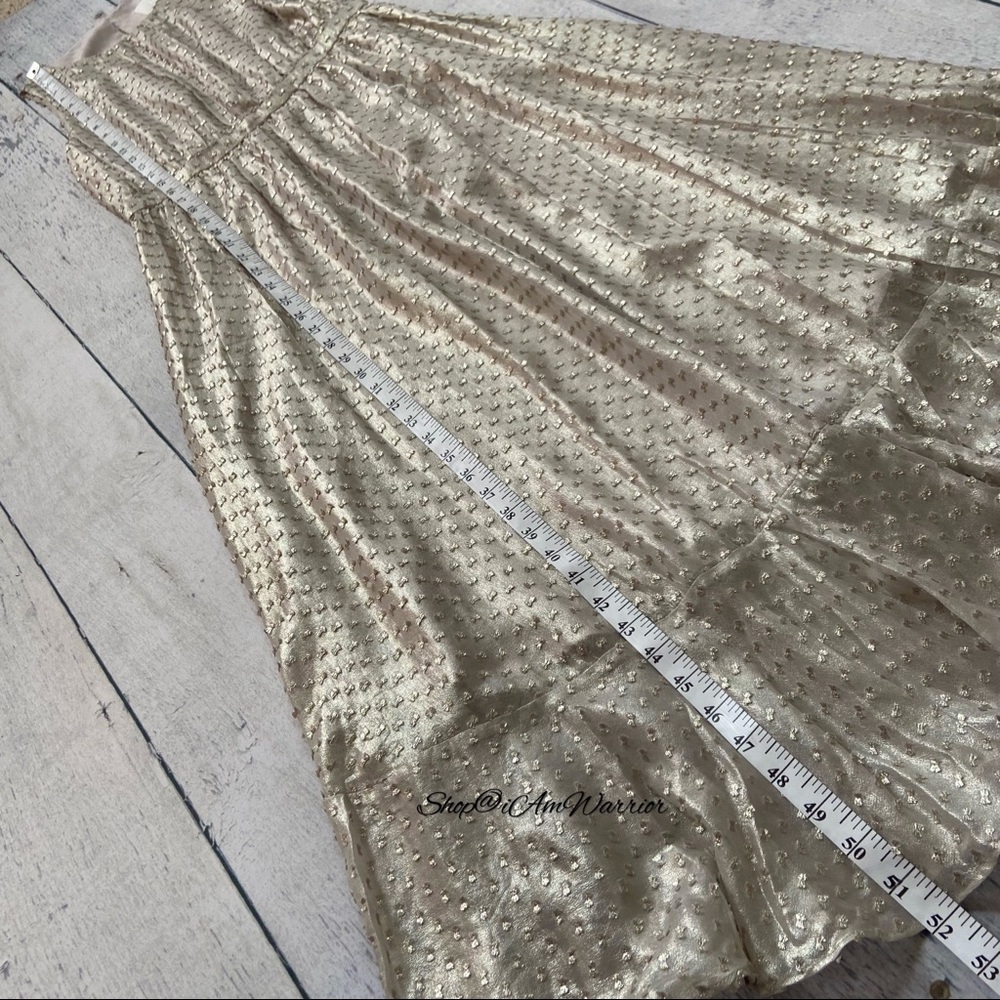 J.Crew Collection NWT Champagne Metallic Clip Dot Midi Dress shop@iAmWarrior - Picture 5 of 8